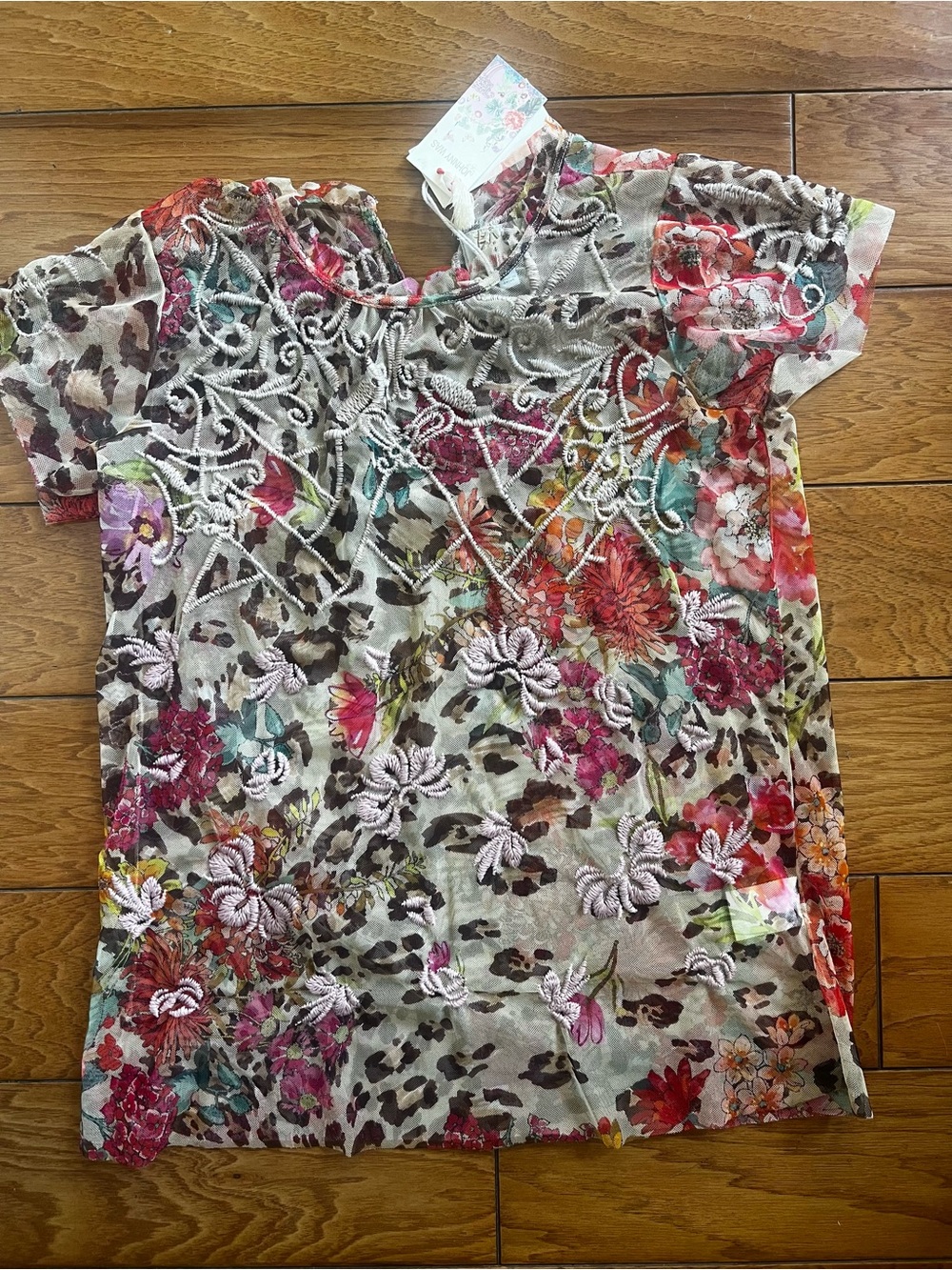 Johnny Was Floral Embroidered Sheer Women’s Top - Multicolor